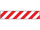 Laminated warning tape, red and white chevron.