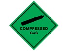 Compressed gas hazard warning diamond label, magnetic