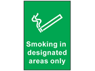 Smoking in designated areas only sign