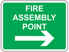 Fire assembly point, arrow right sign