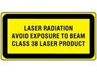 Laser radiation avoid exposure to beam, class 3b laser equipment warning safety label.