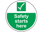 Safety starts here symbol and text floor graphic marker.