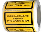 Caution laser radiation when open avoid exposure to beam, laser equipment warning safety label.