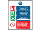 Fire action safety sign.