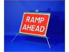 Ramp ahead roll up road sign