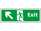 Exit, running man, arrow up left sign.