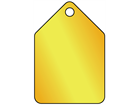 Blank brass pentagonal metal tags.