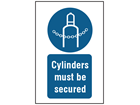Cylinders must be secured symbol and text safety sign.