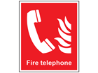 Fire telephone symbol and text safety sign.