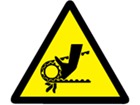 Belt drive warning symbol label.