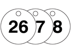 Plastic valve tags, numbered 26-50