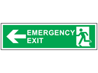 Emergency exit arrow left symbol and text safety sign.