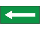 Safety and floor direction tapes, white arrow on green.