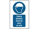Safety helmets must be worn on site symbol and text safety sign.