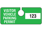 Visitor vehicle parking permit tag, serial numbered