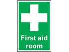 First aid room symbol and text safety sign.