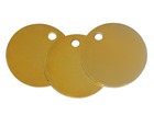 Blank brass circular metal tags.