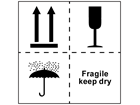 Fragile keep dry combination heavy duty packaging label