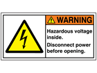 Hazardous voltage inside label