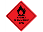 Highly flammable lpg hazard warning diamond sign