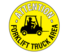 Attention forklift truck area floor marker