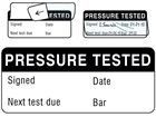 Pressure tested (bar type) write and seal labels.