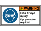 Warning risk of eye injury eye protection required label