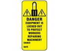 Danger, equipment is locked out to protect workers repairing machinery.