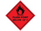 Flash point below 32°F hazard warning diamond sign