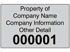 Assetmark+ serial number label (black text), 32mm x 50mm