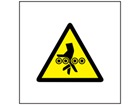 Belt roller hazard symbol safety sign.