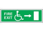 Disabled fire exit, arrow right safety sign.