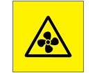 Fan hazard symbol labels.