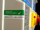 Tested for electrical safety label equipment label.