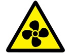 Fan hazard warning symbol label.