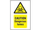 Caution dangerous fumes symbol and text safety sign.