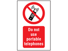 Do not use portable telephones symbol and text safety sign.