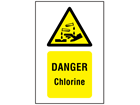 Danger chlorine symbol and text safety sign.