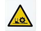 Rotating cutter or blade symbol safety sign.