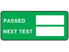 Passed next test label equipment label.