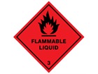 Flammable liquid, class 3, hazard warning diamond label, magnetic