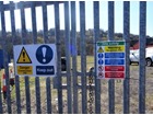 Construction site, keep out safety sign.