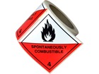 Spontaneously combustible, class 4, hazard diamond label