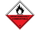 Spontaneously combustible 4 hazard warning diamond sign