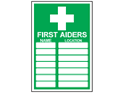 First aiders symbol and text safety sign.