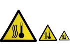 High temperature hazard warning symbol label.