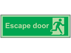 Escape door photoluminescent safety sign
