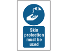 Skin protection must be used symbol and text safety sign.