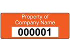 Assetmark+ serial number label (text on colour), 19mm x 50mm