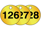 Brass valve tags, numbered 126-150